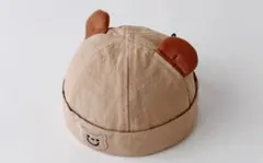 クマ耳付きベージュキャップ