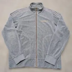 ​【希少】adidas アディダス ベロア トラックジャケット グレー 金ロゴ