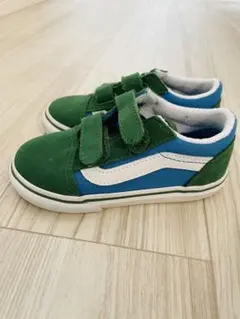 Vans オールドスクールスニーカー 緑/青 ベルクロ子供