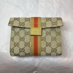 グッチ　化粧ポーチ　キャンバス　シェリーライン　GG