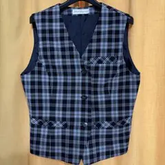 チェック柄ネイビーベスト　事務服　ベストのみ　サイズ１５　美品