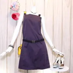 エスマックスマーラ ノースリーブワンピ L パープル ウエストベルト