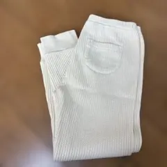 ユニクロ ホワイトニットパンツ リブ編み