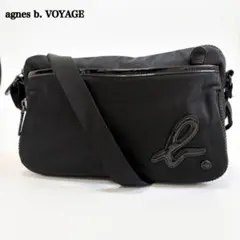 美品　アニエスベー　ボヤージュ　ショルダーバッグ　デカロゴ　ナイロン　黒