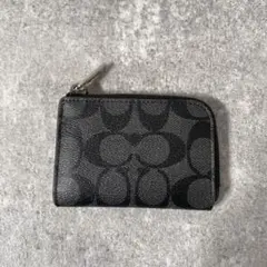美品　COACH コインケース　シグネチャー　財布　L字ファスナー　PVCレザー