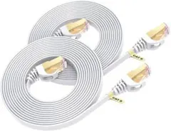 Cat-8LANケーブル2M2本セットフラットケーブル40Gbps2000MHz
