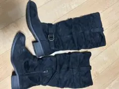 黒 ロングブーツ ファスナー付き