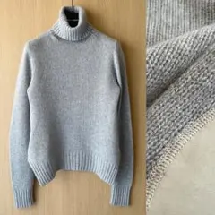 PRADA プラダ*エルボーパッチ付きカシミヤタートルニット グレー エクリュ