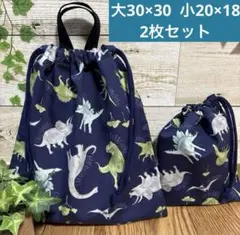 恐竜‪ ·͜·♡‬ ハンドメイド巾着袋　大小2枚セット