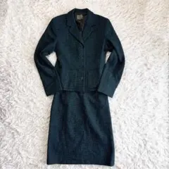 CK CALVIN KLEIN スカートスーツ　グリーン　千鳥柄　サイズ4