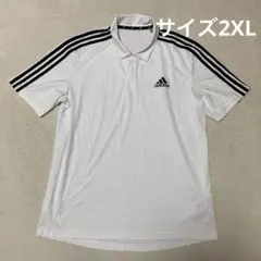 adidas アディダス　ポロシャツ ゴルフウェア　スリーライン　白/黒