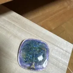 七宝焼 ブローチ 木モチーフ パープル系
