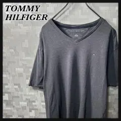 トミーヒルフィガー Vネック 半袖 Tシャツ メンズ L グレー 灰色 US古着