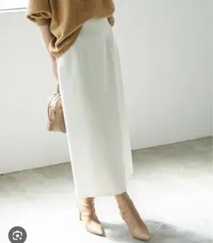 noble ジャージーライクカラータイトスカート ホワイト　36