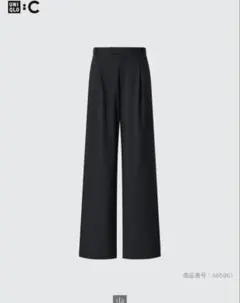 ユニクロ UNIQLOC タックワイドストレートパンツ　L