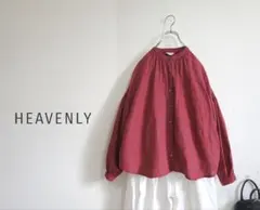 HEAVENLY ノーカラー リネンチェックワイドブラウスのサムネイル