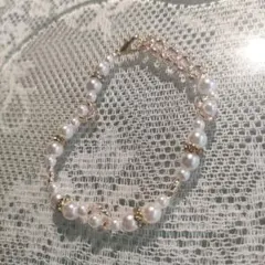 （一点物）○。ピンクとパールのビーズブレスレット゜○