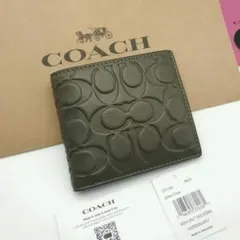 新作　新品　COACH　折り財布　メンズ　人気の小銭入れ付き　シグネチャーレザー