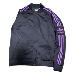 アディダス SSTトラックトップ トラックジャケット 黒 パープル XL
