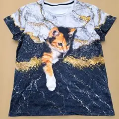 猫柄 三毛猫 Tシャツ 大きめＳ