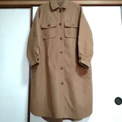 ロングコート　サイズL　シャツジャケット　ロングシャツ　ベージュ