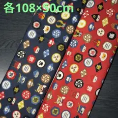 【コットンこばやし】綿麻生地　家紋ねこ柄　《各108×45cm》
