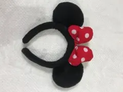 ミニー　カチューシャ　リボン　赤　水玉　大人用 被り物 ノーマル　ディズニー