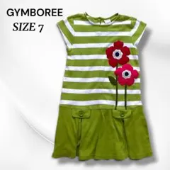 GYMBOREE 花柄ワンピース サイズ7 ボーダー 綿100％のサムネイル