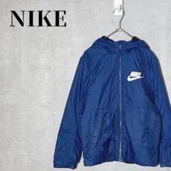 NIKE　ナイキ　裏フリース　ナイロンジャケット　フード付き　ネイビー　サイズM