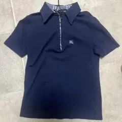 BURBERRY LONDON ハーフジップ 半袖ポロシャツ ネイビー L
