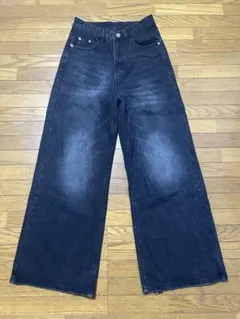 ワイドバギーデニム　ブラック