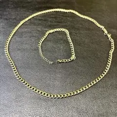 【アレルギー対応】ステンレス 金 喜平 ネックレス ブレス セット 5mm