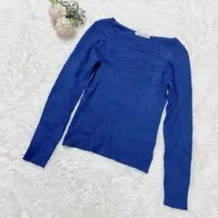 RAMIRALニットセーター リブニット ボートネックカットソー 青 M L相当