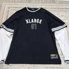 XLARGE レイヤード風 長袖カットソー ブラック L