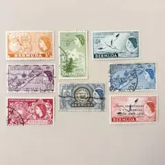 外国切手8枚（イギリス領バミューダ諸島：地図、歴史など）