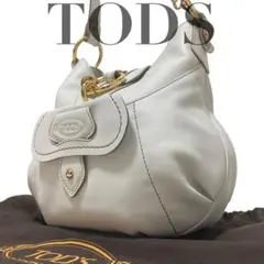 TOD'S トッズ ショルダーバッグ 　レザー　ホワイト　ロゴリング　金具y2k