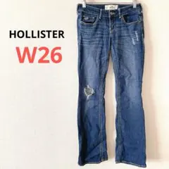 美品⭐️HOLLISTER【W26 L31】ブーツカットデニムパンツ ダメージ加工