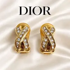 ディオール Dior イヤリング ゴールドカラー ラインストーン ビンテージ