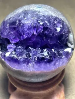 ウルグアイ産　アメジスト　笑口　ミニスフィア　置物縦41.8×43.4㎜（新品）