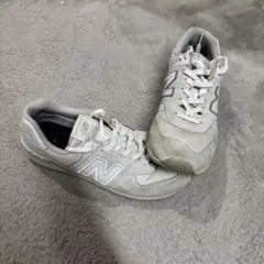 ニューバランススニーカー574、白、グレー、カジュアル