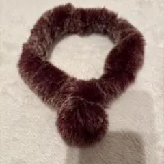 バーガンディ ファー ループマフラー ラビットファー風