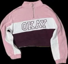 OKAY ハーフジップ クロップドスウェット