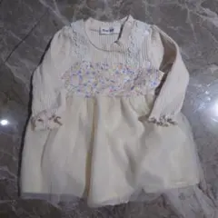 スラップスリップ チュールワンピース ロンパース ホワイトイエロー 花柄 冬春