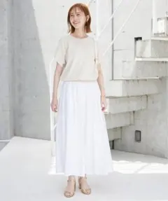 24SS スローブ イエナ リネン混 フレアスカート ホワイト系