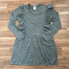ZARA ザラ フリル ニット ワンピース グレー レディースS-M
