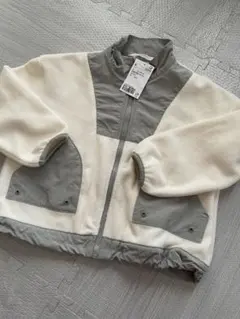 H&M フリースジャケット 110/115ホワイト/グレー