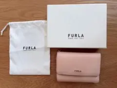 現行ロゴFURLA BABYLON バビロン　ピンク ベージュ　三つ折り財布