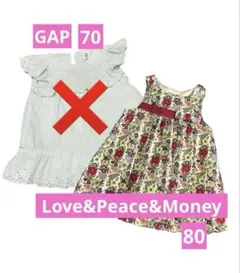 Love&Peace&Money 花柄　ノースリーブ　ワンピース　女の子　80のサムネイル
