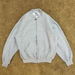ジップ USA生地使用メキシコ製 グレー ラッセルアスレチック 無地スウェット