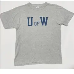 80's チャンピオン ''U of W'' 青染み込み Tシャツ トリコタグ